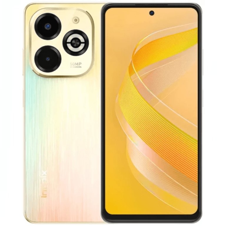 Infinix Smart 8 Plus Large Screen: Boasting a spacious 6.6-inch display, the phone offers an expansive viewing area, with minimal interruptions thanks to a small hole for the front camera positioned at the top center of the screen.