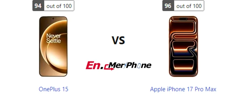 Speaker grille and audio setup comparison of OnePlus 15 vs Apple iPhone 17 Pro Max