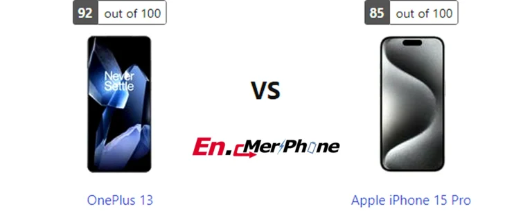 Close-up shot of ports and buttons on OnePlus 13 and Apple iPhone 15 Pro