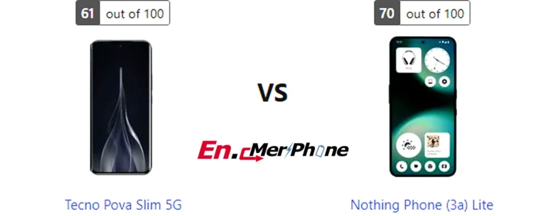 UI interface screenshot comparison of Tecno Pova Slim 5G vs Nothing Phone (3a) Lite