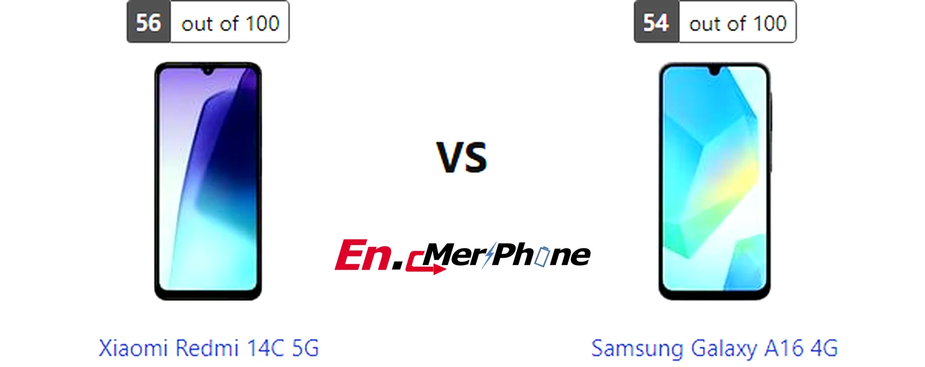 UI interface screenshot comparison of Xiaomi Redmi 14C 5G vs Samsung Galaxy A16 4G