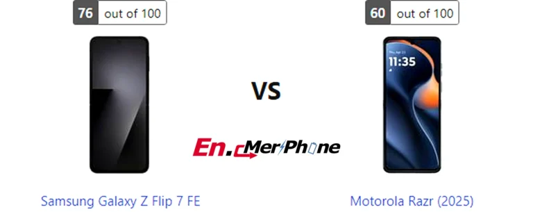 Back panel design comparison showing camera modules of Samsung Galaxy Z Flip 7 FE vs Motorola Razr (2025)