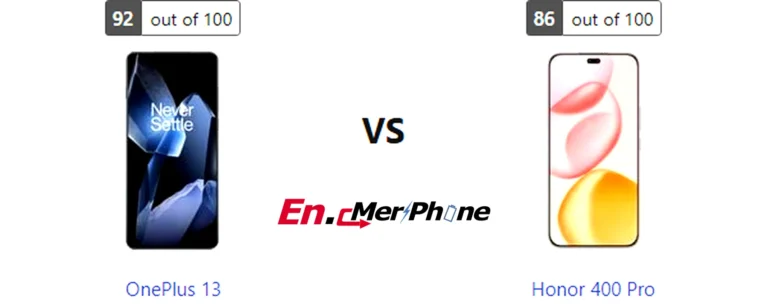 Infographic showing key specification differences between OnePlus 13 and Honor 400 Pro