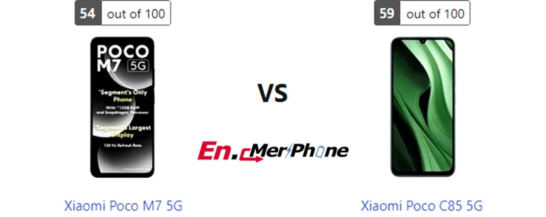 Outdoor screen visibility test showing Xiaomi Poco M7 5G next to Xiaomi Poco C85 5G