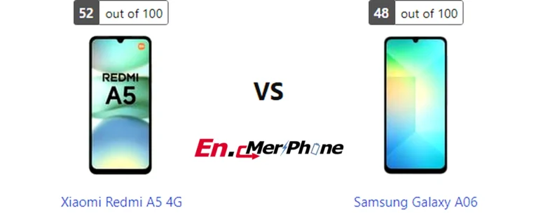 Outdoor screen visibility test showing Xiaomi Redmi A5 4G next to Samsung Galaxy A06