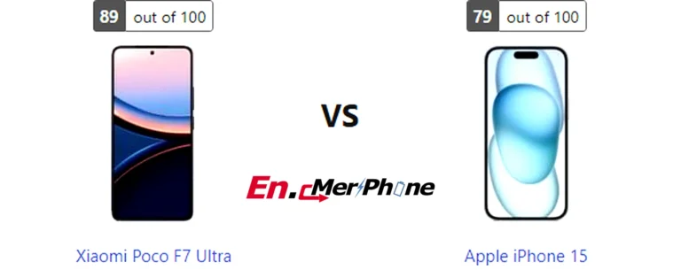 Outdoor screen visibility test showing Xiaomi Poco F7 Ultra next to Apple iPhone 15