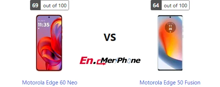 Speaker grille and audio setup comparison of Motorola Edge 60 Neo vs Motorola Edge 50 Fusion