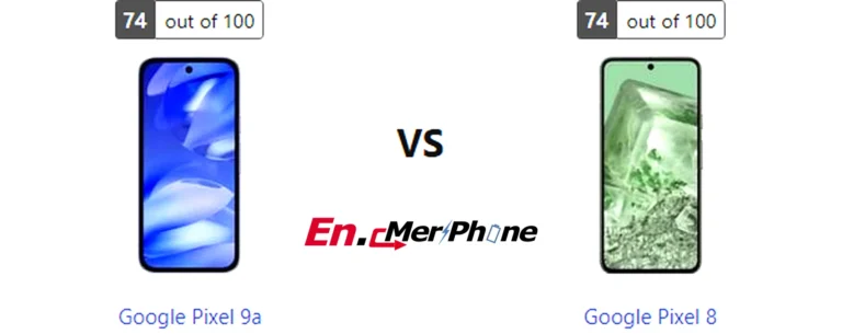 UI interface screenshot comparison of Google Pixel 9a vs Google Pixel 8