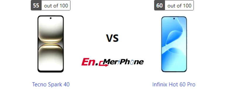 Side-by-side comparison image of Tecno Spark 40 and Infinix Hot 60 Pro front display