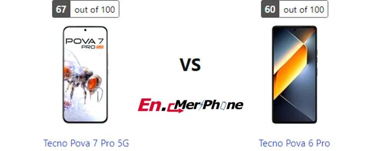 Back panel design comparison showing camera modules of Tecno Pova 7 Pro 5G vs Tecno Pova 6 Pro