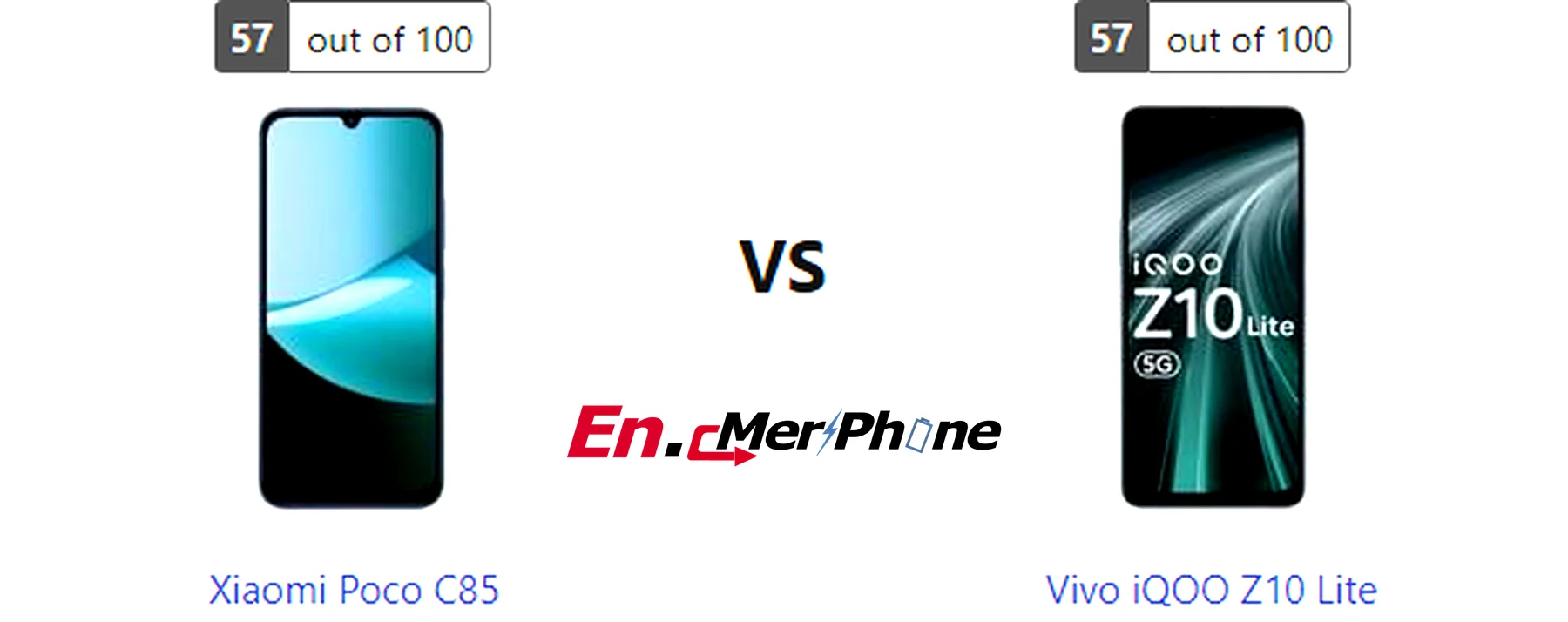 UI interface screenshot comparison of Xiaomi Poco C85 vs Vivo iQOO Z10 Lite
