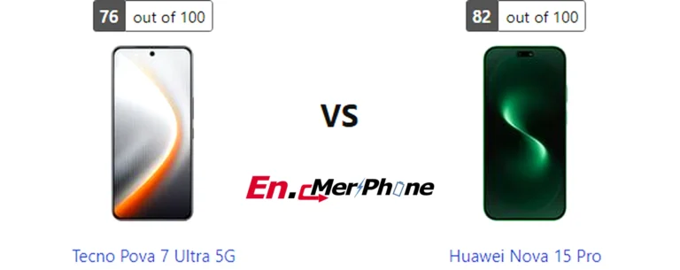 Back panel design comparison showing camera modules of Tecno Pova 7 Ultra 5G vs Huawei Nova 15 Pro