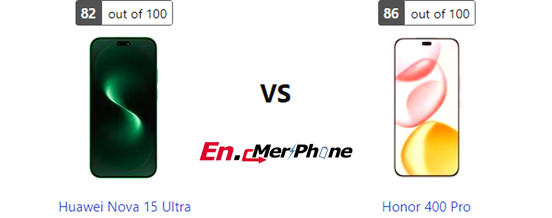 UI interface screenshot comparison of Huawei Nova 15 Ultra vs Honor 400 Pro