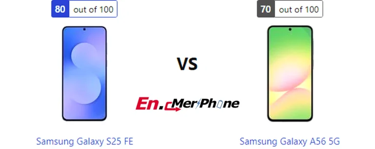 Battery drain test graph comparing Samsung Galaxy S25 FE vs Samsung Galaxy A56 5G