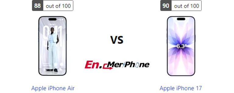 Outdoor screen visibility test showing Apple iPhone Air next to Apple iPhone 17