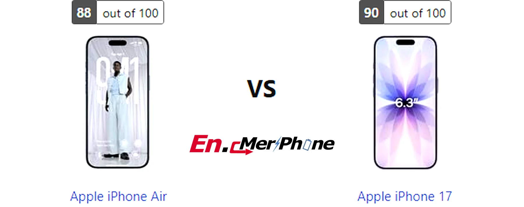 Outdoor screen visibility test showing Apple iPhone Air next to Apple iPhone 17