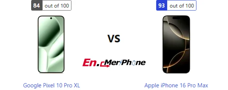 Outdoor screen visibility test showing Google Pixel 10 Pro XL next to Apple iPhone 16 Pro Max