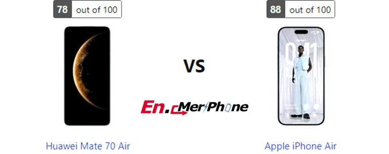 UI interface screenshot comparison of Huawei Mate 70 Air vs Apple iPhone Air