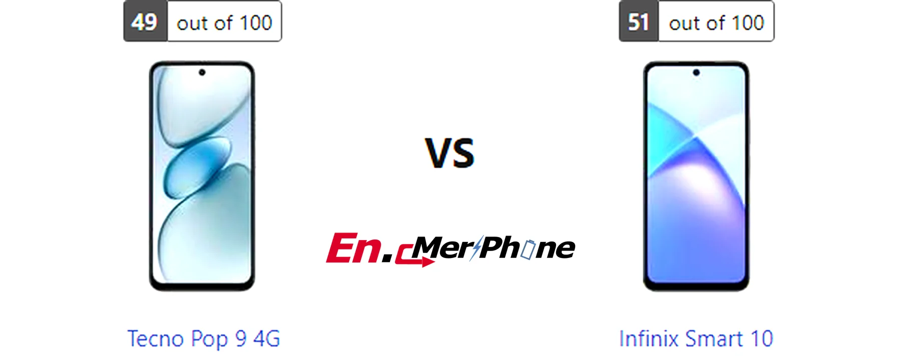 UI interface screenshot comparison of Tecno Pop 9 4G vs Infinix Smart 10