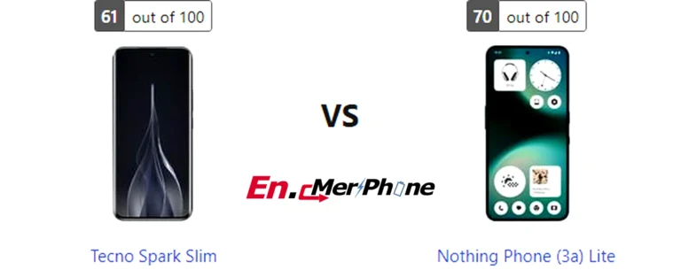 Back panel design comparison showing camera modules of Tecno Spark Slim vs Nothing Phone (3a) Lite