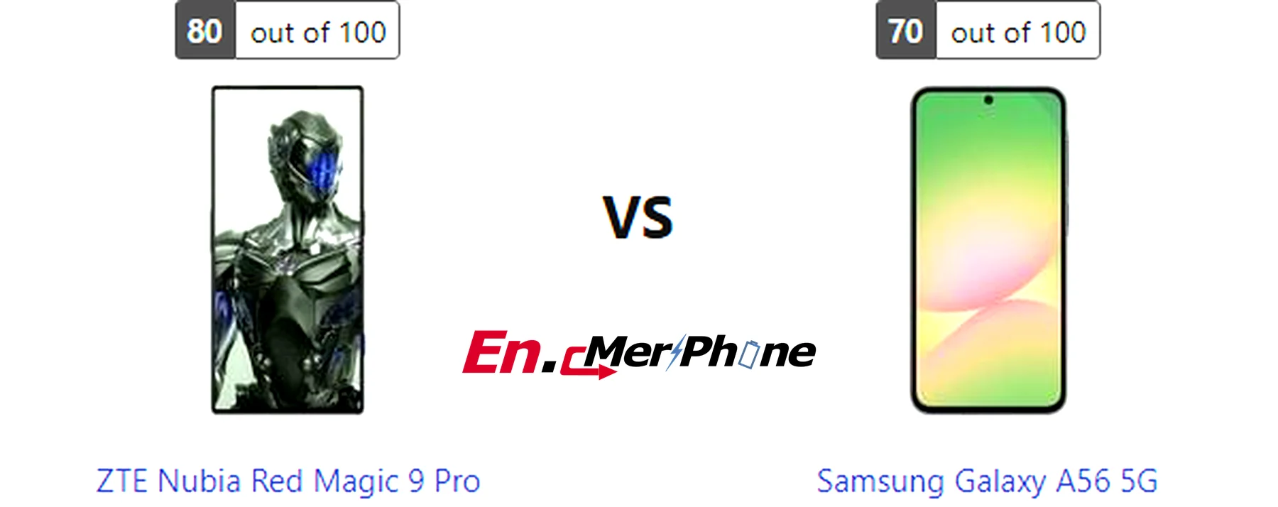 UI interface screenshot comparison of ZTE Nubia Red Magic 9 Pro vs Samsung Galaxy A56 5G