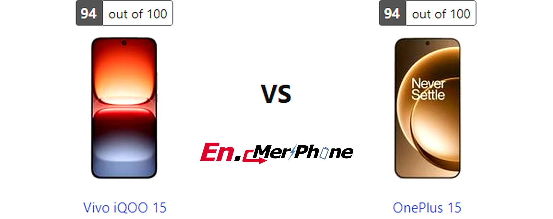 UI interface screenshot comparison of Vivo iQOO 15 vs OnePlus 15