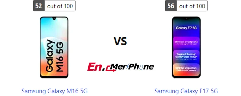 5G speed test result screenshot: Samsung Galaxy M16 5G vs Samsung Galaxy F17 5G