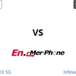 Infographic showing key specification differences between Samsung Galaxy A16 5G and Infinix Hot 50 Pro Plus 4G