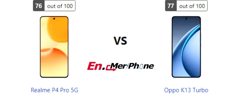 Infographic showing key specification differences between Realme P4 Pro 5G and Oppo K13 Turbo