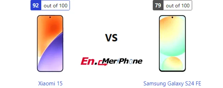 Outdoor screen visibility test showing Xiaomi 15 next to Samsung Galaxy S24 FE