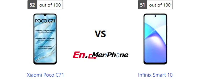 Side-by-side comparison image of Xiaomi Poco C71 and Infinix Smart 10 front display