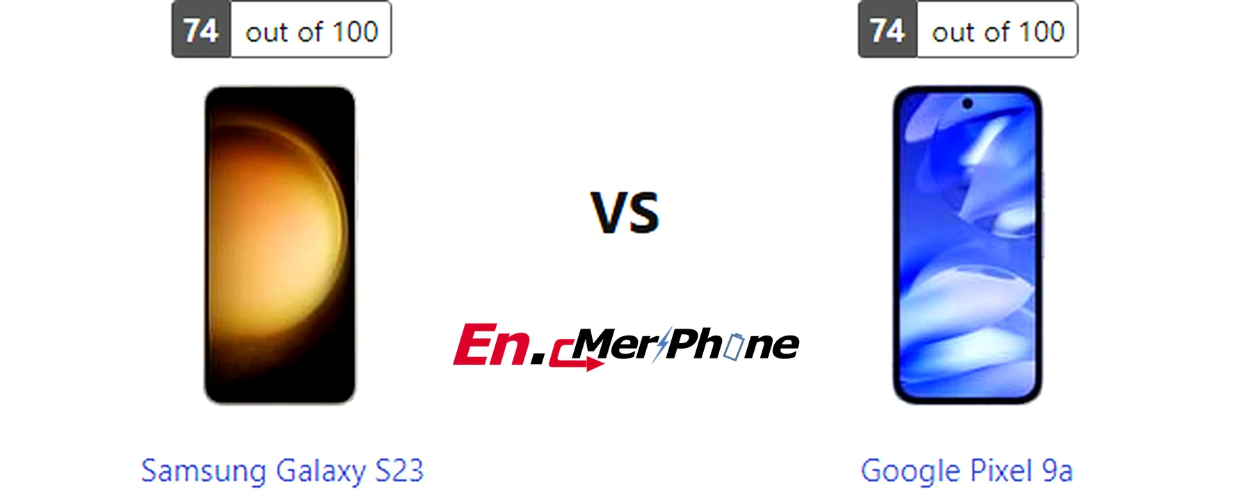 Back panel design comparison showing camera modules of Samsung Galaxy S23 vs Google Pixel 9a