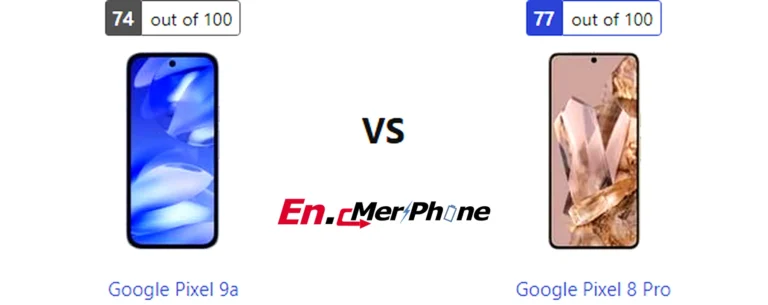 Outdoor screen visibility test showing Google Pixel 9a next to Google Pixel 8 Pro