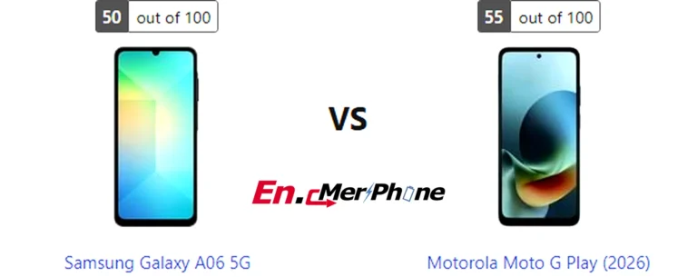 5G speed test result screenshot: Samsung Galaxy A06 5G vs Motorola Moto G Play (2026)