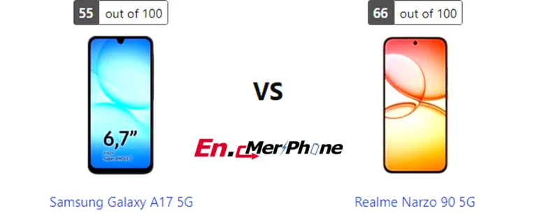 Back panel design comparison showing camera modules of Samsung Galaxy A17 5G vs Realme Narzo 90 5G
