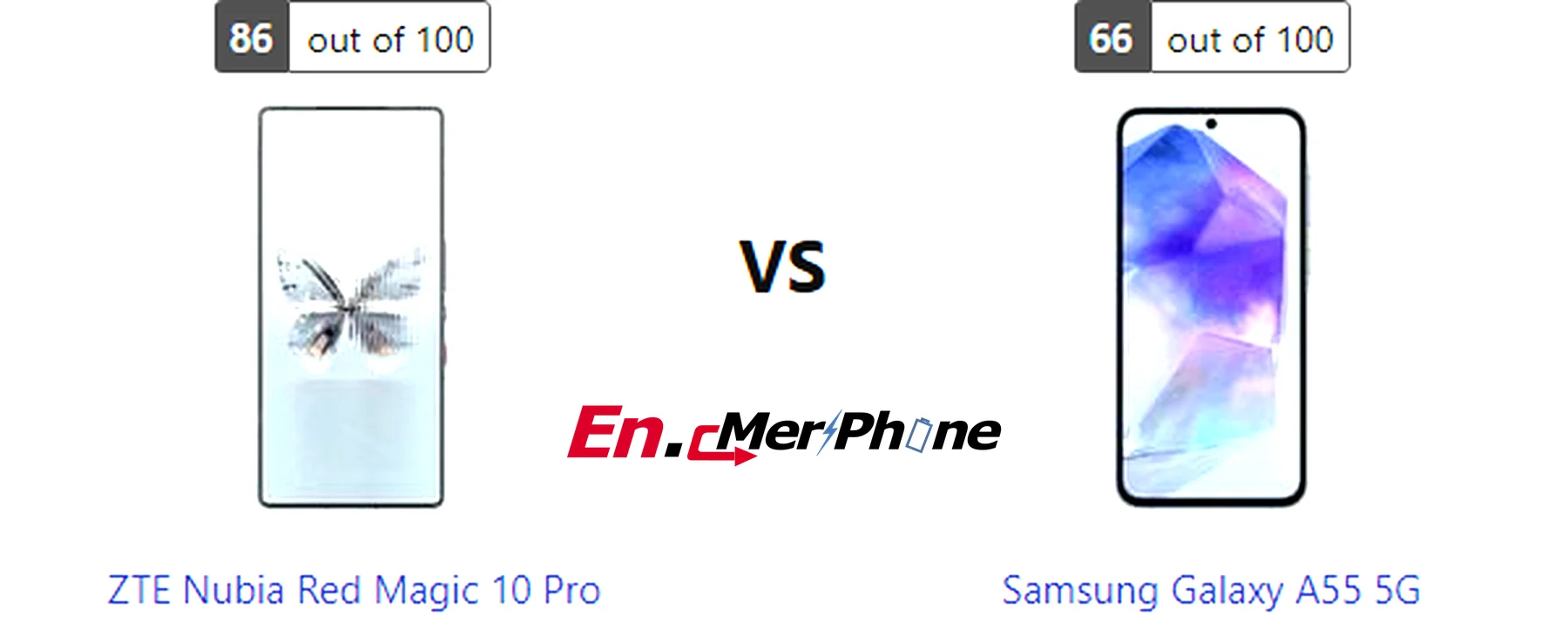 Color options and finish comparison for ZTE Nubia Red Magic 10 Pro and Samsung Galaxy A55 5G