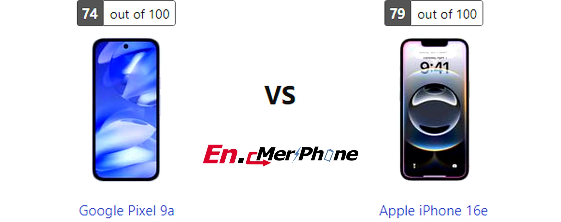 Back panel design comparison showing camera modules of Google Pixel 9a vs Apple iPhone 16e