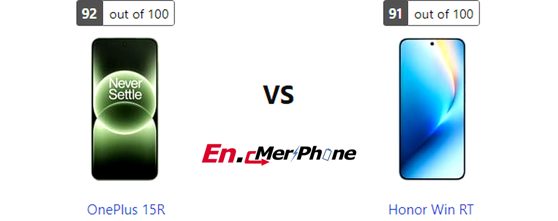 Always-on display style comparison between OnePlus 15R and Honor Win RT