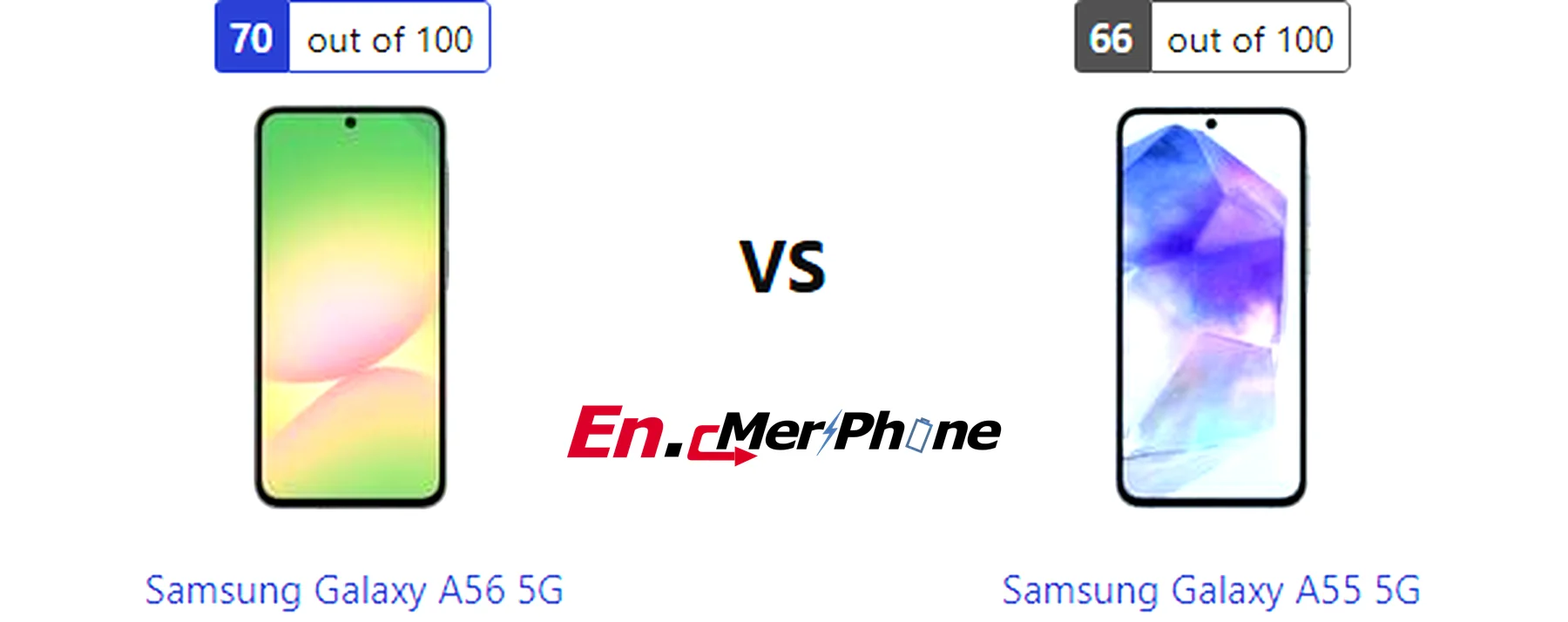 Color options and finish comparison for Samsung Galaxy A56 5G and Samsung Galaxy A55 5G