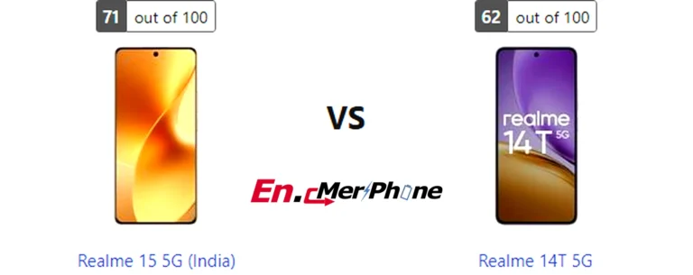 Outdoor screen visibility test showing Realme 15 5G (India) next to Realme 14T 5G
