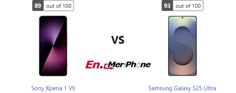 Infographic showing key specification differences between Sony Xperia 1 VII and Samsung Galaxy S25 Ultra