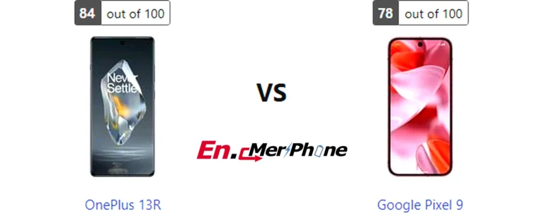 5G speed test result screenshot: OnePlus 13R vs Google Pixel 9