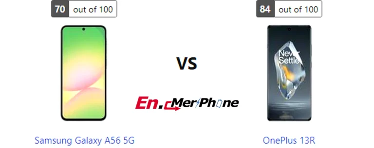 Battery drain test graph comparing Samsung Galaxy A56 5G vs OnePlus 13R