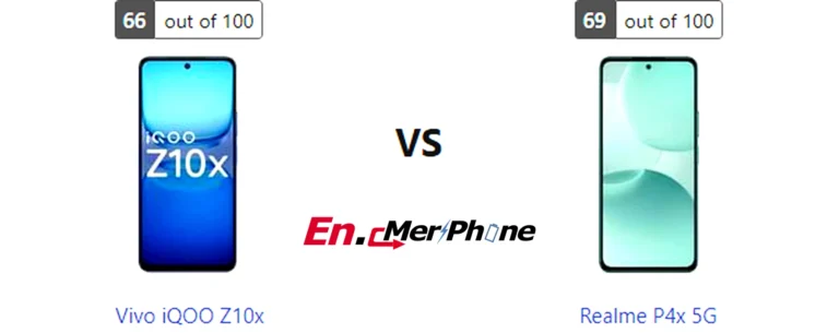 Infographic showing key specification differences between Vivo iQOO Z10x and Realme P4x 5G