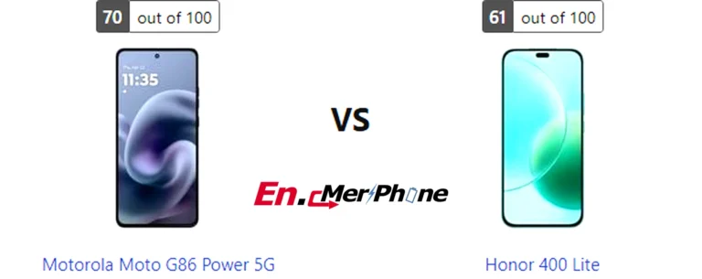 Battery drain test graph comparing Motorola Moto G86 Power 5G vs Honor 400 Lite