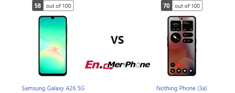 Display bezel and screen-to-body ratio comparison of Samsung Galaxy A26 5G vs Nothing Phone (3a)