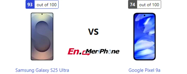 Back panel design comparison showing camera modules of Samsung Galaxy S25 Ultra vs Google Pixel 9a