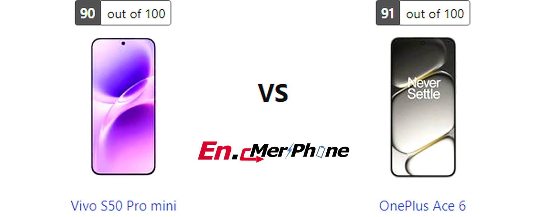 Color options and finish comparison for Vivo S50 Pro mini and OnePlus Ace 6