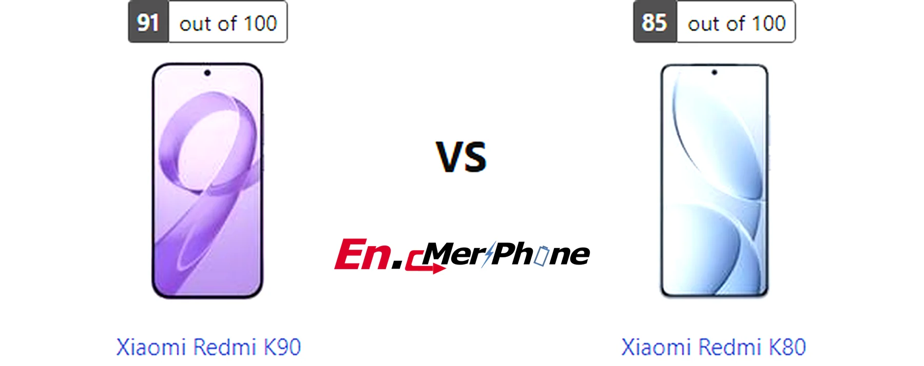UI interface screenshot comparison of Xiaomi Redmi K90 vs Xiaomi Redmi K80