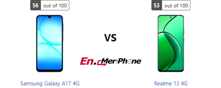 5G speed test result screenshot: Samsung Galaxy A17 4G vs Realme 13 4G